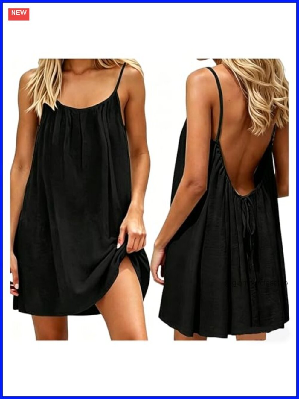 Backless Cami Dress Mini Lounge Dress Sleeveless House Dress
